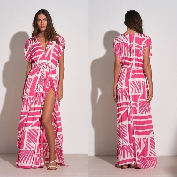 Elan Dresses & Skirts - Elan Resortwear Maxi Dress Swim Slit Cover Up Pink Beach Boho Pool S